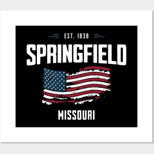 Springfield Missouri - Old Glory Patriotic USA Flag July 4th Posters and Art